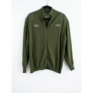 Land Rover Red Canoe Full Zip Man Cardigan Sweater Cotton Large Elbow Patches